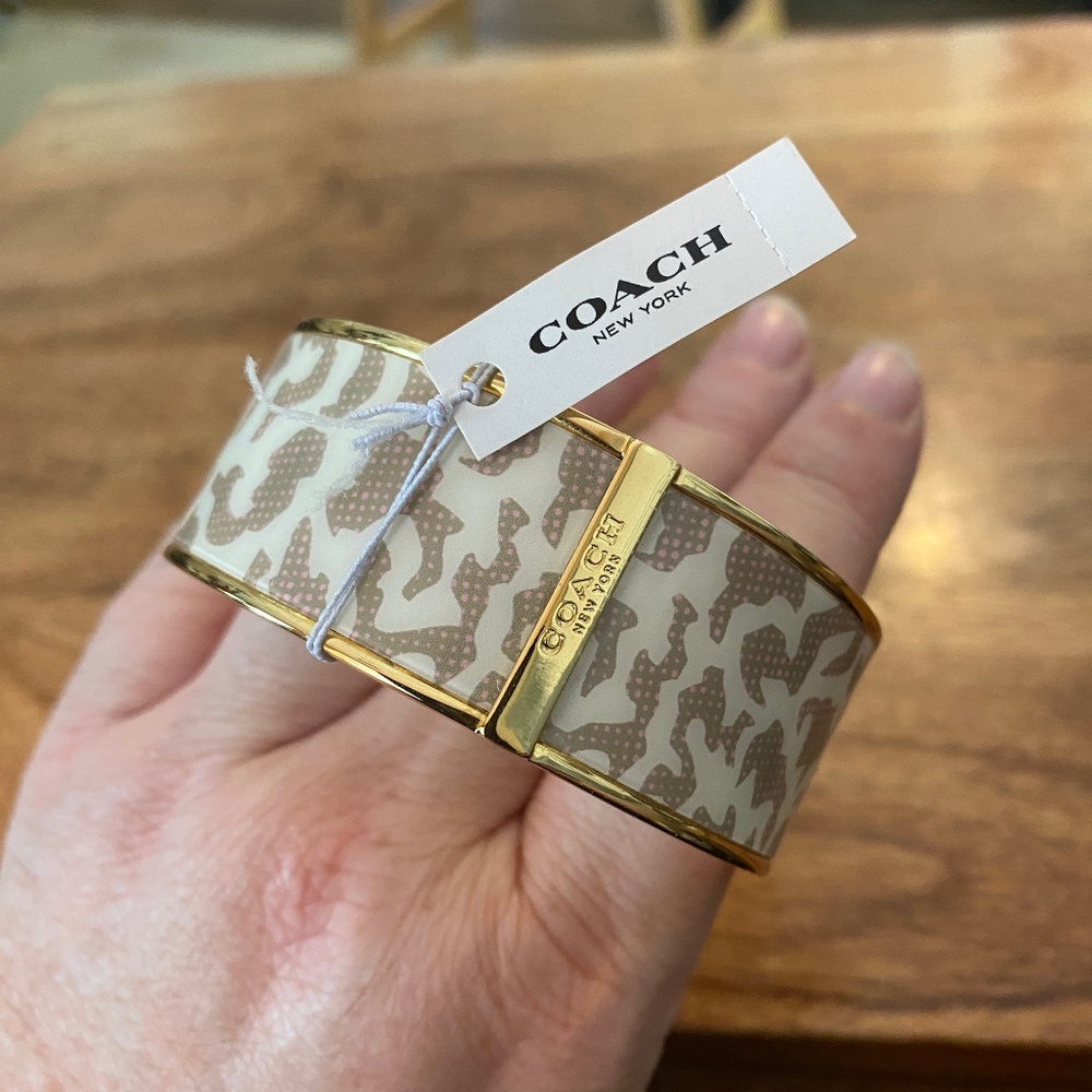 Coach Gold Enamel Bangle Bracelet NWT ($148 Retail)